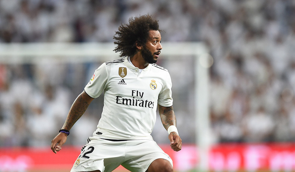 MADRID, SPAIN - AUGUST 19: Marcelo of Real Madrid in action during the La Liga match between Real Madrid CF and Getafe CF at Estadio Santiago Bernabeu on August 19, 2018 in Madrid, Spain. (Photo by Denis Doyle/Getty Images)