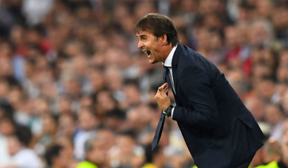 Real Madrid's Spanish coach Julen Lopetegui gestures during the UEFA Champions League group G football match between Real Madrid CF and AS Roma at the Santiago Bernabeu stadium in Madrid on September 19, 2018. (Photo by GABRIEL BOUYS / AFP) (Photo credit should read GABRIEL BOUYS/AFP/Getty Images)