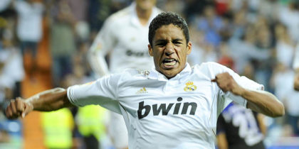 Real Madrid's French defender Raphael Varane celebrates his goal during the Spanish league football match Real Madrid vs Rayo Vallecano on September 24, 2011 ,at the Santiago Bernabeu stadium in Madrid. AFP PHOTO/ PIERRE-PHILIPPE MARCOU (Photo credit should read PIERRE-PHILIPPE MARCOU/AFP/Getty Images)