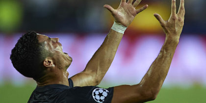 VALENCIA, SPAIN - SEPTEMBER 19: Cristano Ronaldo of Juventus reacts after his red card during the Group H match of the UEFA Champions League between Valencia and Juventus at Estadio Mestalla on September 19, 2018 in Valencia, Spain. (Photo by Manuel Queimadelos Alonso/Getty Images)