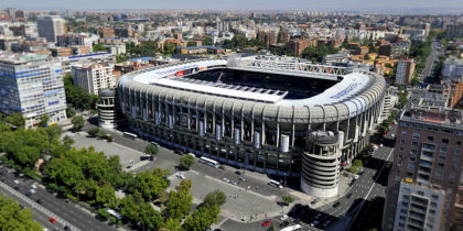 Aerial view of Santiago Bernabeu Stadium of Real Madrid from the top of the Europa Tower in Madrid on September 12, 2013. AFP PHOTO / GERARD JULIEN (Photo credit should read GERARD JULIEN/AFP/Getty Images)