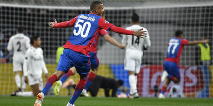 CSKA Moscow's Brazilian defender Rodrigo celebrates the opening goal scored by CSKA Moscow's Croatian midfielder Nikola Vlasic during the UEFA Champions League group G football match between PFC CSKA Moscow and Real Madrid CF at the Luzhniki stadium in Moscow on October 2, 2018. (Photo by Alexander NEMENOV / AFP) (Photo credit should read ALEXANDER NEMENOV/AFP/Getty Images)