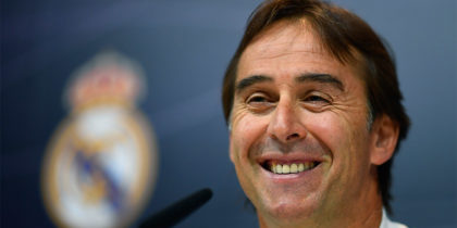Real Madrid's Spanish coach Julen Lopetegui gives a press conference at the Valdebebas training ground in Madrid on October 19, 2018. - Real Madrid and Barcelona cannot avoid heading into next week's Clasico under pressure but each have two games to lift the mood at least, ahead of the pivotal clash at the Camp Nou. (Photo by GABRIEL BOUYS / AFP) (Photo credit should read GABRIEL BOUYS/AFP/Getty Images)
