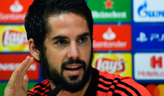 Real Madrid's Spanish midfielder Isco gives a press conference at the Valdebebas training ground in Madrid on October 22, 2018 on the eve of the UEFA Champions' League football match Real Madrid CF against FC Viktoria Plzen. (Photo by GABRIEL BOUYS / AFP) (Photo credit should read GABRIEL BOUYS/AFP/Getty Images)