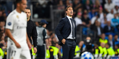 Real Madrid's Spanish coach Julen Lopetegui stands on the sideline during the UEFA Champions League group G football match between Real Madrid CF and FC Viktoria Plzen at the Santiago Bernabeu stadium in Madrid on October 23, 2018. (Photo by GABRIEL BOUYS / AFP) (Photo credit should read GABRIEL BOUYS/AFP/Getty Images)