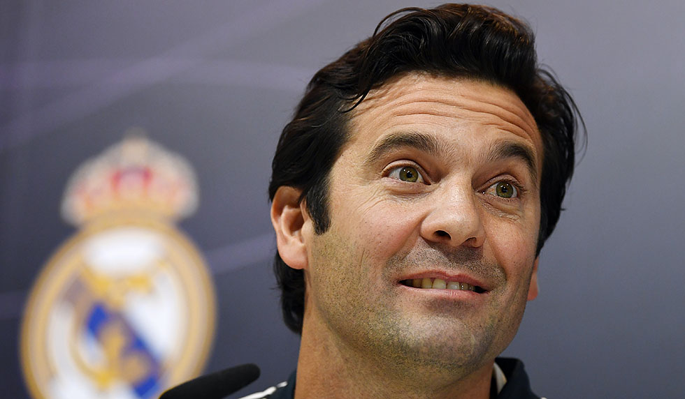 Temporary coach of Real Madrid CF, Argentinian former player Santiago Solari, holds a press conference at the Ciudad Real Madrid training facilities in Madrid's suburb of Valdebebas, on October 30, 2018. - Santiago Solari has been put in temporary charge of Real Madrid after Julen Lopetegui was sacked on October 29, 2018. Solari was the coach of Madrid's B team, Castilla, and is now expected to take Madrid for their Copa del Rey game against Melilla tomorrow. (Photo by GABRIEL BOUYS / AFP) (Photo credit should read GABRIEL BOUYS/AFP/Getty Images)