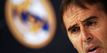 Real Madrid's Spanish coach Julen Lopetegui holds a press conference at the Ciudad Real Madrid training facilities in Madrid's suburb of Valdebebas, on October 27, 2018 on the eve of the Spanish League "Clasico" football match Real Madrid CF vs FC Barcelona. (Photo by GABRIEL BOUYS / AFP) (Photo credit should read GABRIEL BOUYS/AFP/Getty Images)