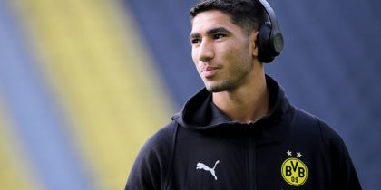 DORTMUND, GERMANY - OCTOBER 27: Achraf Hakimi of Dortmund looks on during the Bundesliga match between Borussia Dortmund and Hertha BSC at Signal Iduna Park on October 27, 2018 in Dortmund, Germany. The match between Dortmund and Berlin ended 2-2. (Photo by Christof Koepsel/Bongarts/Getty Images)