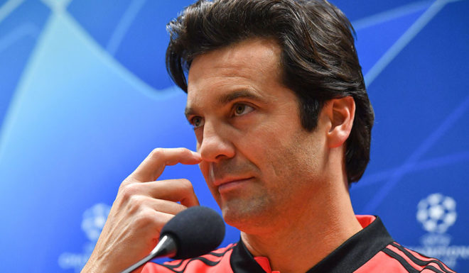 Real Madrid's Argentinian coach Santiago Solari addresses a press conference on the eve of the UEFA Champions League group G football match Viktoria Plzen v Real Madrid in Plzen, Czech Republic on November 6, 2018. (Photo by JOE KLAMAR / AFP) (Photo credit should read JOE KLAMAR/AFP/Getty Images)