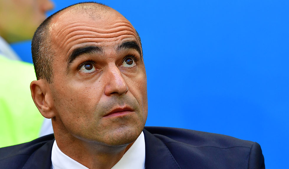 Belgium's coach Roberto Martinez looks up during their Russia 2018 World Cup play-off for third place football match between Belgium and England at the Saint Petersburg Stadium in Saint Petersburg on July 14, 2018. (Photo by Giuseppe CACACE / AFP) / RESTRICTED TO EDITORIAL USE - NO MOBILE PUSH ALERTS/DOWNLOADS (Photo credit should read GIUSEPPE CACACE/AFP/Getty Images)