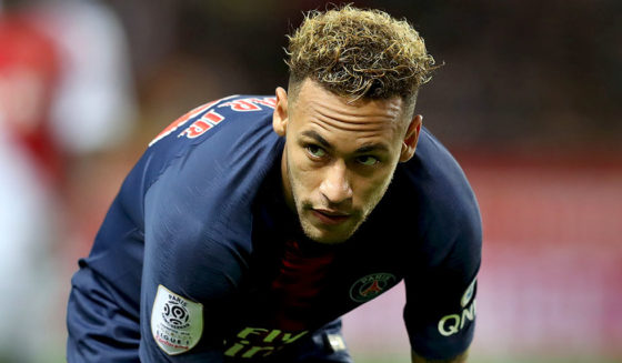 Paris Saint-Germain's Brazilian forward Neymar is pictured during the French L1 football match Monaco vs Paris Saint-Germain on November 11, 2018 at the "Louis II Stadium" in Monaco. (Photo by VALERY HACHE / AFP) (Photo credit should read VALERY HACHE/AFP/Getty Images)