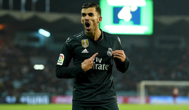 VIGO, SPAIN - NOVEMBER 11: Dani Ceballos of Real Madrid celebrates after scores the fourth goal during the La Liga match between RC Celta de Vigo and Real Madrid CF at Abanca-Balaidos on November 11, 2018 in Vigo, Spain. (Photo by Octavio Passos/Getty Images)