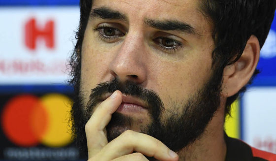 Real Madrid's Spanish midfielder Isco gives a press conference at the Valdebebas training ground in Madrid on October 22, 2018 on the eve of the UEFA Champions' League football match Real Madrid CF against FC Viktoria Plzen. (Photo by GABRIEL BOUYS / AFP) (Photo credit should read GABRIEL BOUYS/AFP/Getty Images)