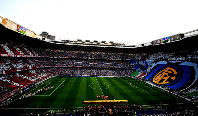 MADRID, SPAIN - MAY 22: A general view during the UEFA Champions League Final match between FC Bayern Muenchen and Inter Milan at the Estadio Santiago Bernabeu on May 22, 2010 in Madrid, Spain. (Photo by Jamie McDonald/Bongarts/Getty Images)