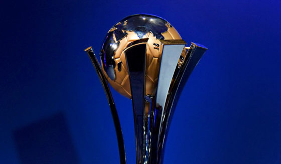 The official trophy is seen on display during the official draw of the FIFA Club World Cup UAE 2017 football tournament in Abu Dhabi on October 9, 2017. The tournament will be held in Abu Dhabi and Al-Ain from December 6 to 16. / AFP PHOTO / GIUSEPPE CACACE (Photo credit should read GIUSEPPE CACACE/AFP/Getty Images)