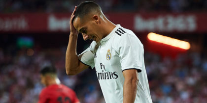 BILBAO, SPAIN - SEPTEMBER 15: Lucas Vazquez of Real Madrid reacts during the La Liga match between Athletic Club Bilbao and Real Madrid at San Mames Stadium on September 15, 2018 in Bilbao, Spain. (Photo by Juan Manuel Serrano Arce/Getty Images)