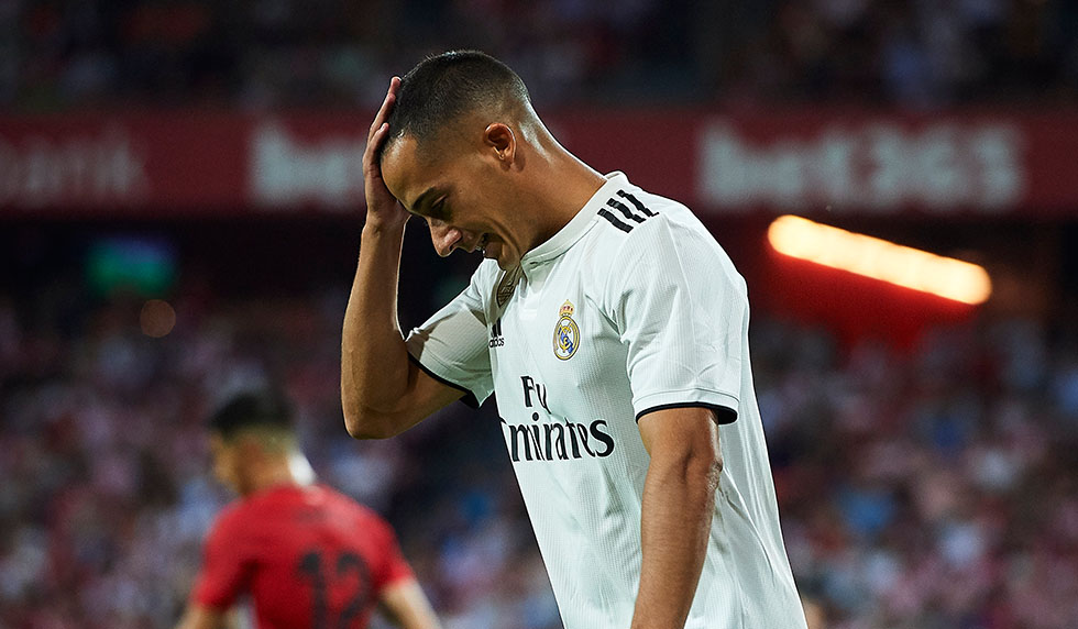 BILBAO, SPAIN - SEPTEMBER 15: Lucas Vazquez of Real Madrid reacts during the La Liga match between Athletic Club Bilbao and Real Madrid at San Mames Stadium on September 15, 2018 in Bilbao, Spain. (Photo by Juan Manuel Serrano Arce/Getty Images)