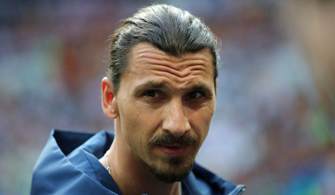 MOSCOW, RUSSIA - JUNE 17: Swedish football player Zlatan Ibrahimovic looks on prior to the 2018 FIFA World Cup Russia group F match between Germany and Mexico at Luzhniki Stadium on June 17, 2018 in Moscow, Russia. (Photo by Alexander Hassenstein/Getty Images)