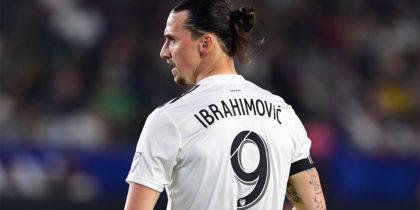 Zlatan Ibrahimovic of LA Galaxy looks on during the Major League Soccer match between Atlanta United and LA Galaxy in Carson, California on April 21, 2018. (Photo by Frederic J. BROWN / AFP) (Photo credit should read FREDERIC J. BROWN/AFP/Getty Images)