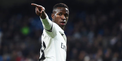 MADRID, SPAIN - DECEMBER 15: Vinicius Junior of Real Madrid CF reacts during the La Liga match between Real Madrid CF and Rayo Vallecano de Madrid at Estadio Santiago Bernabeu on December 15, 2018 in Madrid, Spain. (Photo by Denis Doyle/Getty Images)