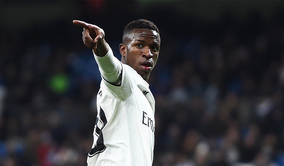MADRID, SPAIN - DECEMBER 15: Vinicius Junior of Real Madrid CF reacts during the La Liga match between Real Madrid CF and Rayo Vallecano de Madrid at Estadio Santiago Bernabeu on December 15, 2018 in Madrid, Spain. (Photo by Denis Doyle/Getty Images)