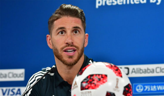 Real Madrid's Spanish defender and captain Sergio Ramos attends a press conference on the eve of their FIFA Club World Cup final match against Al-Ain, in the Emirati capital Abu Dhabi on December 21, 2018. (Photo by GIUSEPPE CACACE / AFP) (Photo credit should read GIUSEPPE CACACE/AFP/Getty Images)