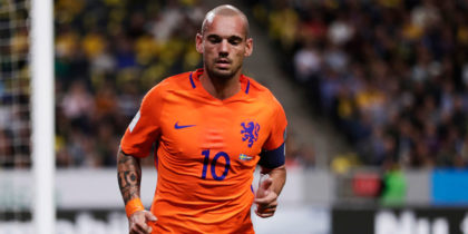 SOLNA, SWEDEN - SEPTEMBER 06: Wesley Sneijder of Netherlands during the FIFA World Cup Qualifier between Sweden and Netherlands at Friends arena on September 6, 2016 in Solna, Sweden. (Photo by Nils Petter Nilsson/Ombrello/Getty Images)