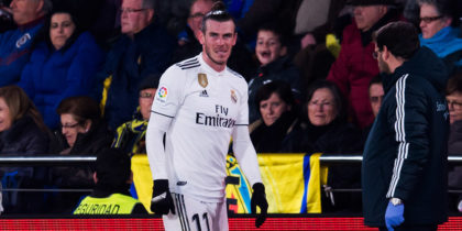 VILLAREAL, SPAIN - JANUARY 03: Gareth Bale of Real Madrid CF reacts as he need medical assistance during the La Liga match between Villarreal CF and Real Madrid CF at Estadio de la Ceramica on January 03, 2019 in Villarreal, Spain. (Photo by Alex Caparros/Getty Images)