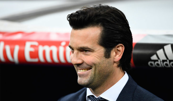 Real Madrid's Argentinian coach Santiago Solari looks on before the Spanish League football match between Real Madrid CF and Real Sociedad at the Santiago Bernabeu stadium in Madrid on January 6, 2019. (Photo by GABRIEL BOUYS / AFP) (Photo credit should read GABRIEL BOUYS/AFP/Getty Images)