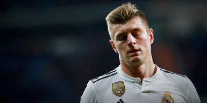 MADRID, SPAIN - JANUARY 06: Toni Kroos of Real Madrid CF reacts during the La Liga match between Real Madrid CF and Real Sociedad de Futbol at Estadio Santiago Bernabeu on January 06, 2019 in Madrid, Spain. (Photo by Gonzalo Arroyo Moreno/Getty Images)