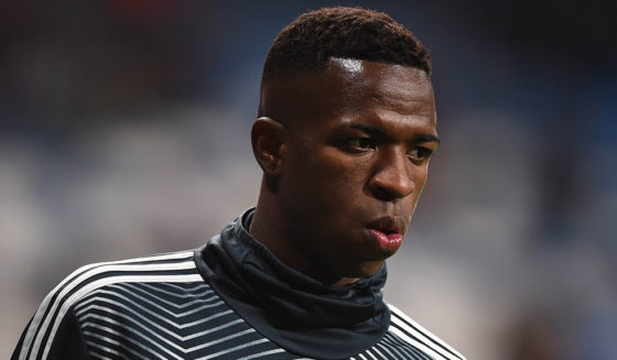 MADRID, SPAIN - JANUARY 09: Vinicius Junior of Real Madrid CF warms up before the Copa del Rey Round of 16 match between Real Madrid CF and CD Leganes at estadio Santiago Bernabeu on January 09, 2019 in Madrid, Spain. (Photo by Denis Doyle/Getty Images)