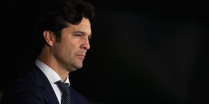 SEVILLE, SPAIN - JANUARY 13: Santiago Solari of Real Madrid CF looks on during the La Liga match between Real Betis Balompie and Real Madrid CF at Estadio Benito Villamarin on January 13, 2019 in Seville, Spain. (Photo by Aitor Alcalde/Getty Images)