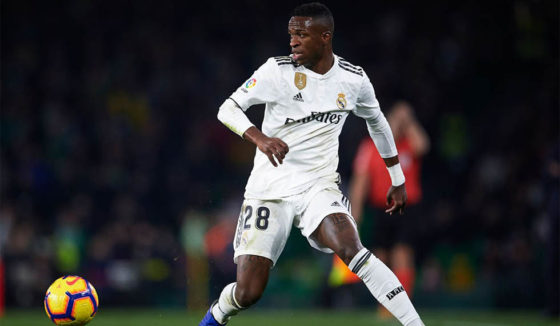 Vinicius Jr of Real Madrid CF in action during the La Liga match between Real Betis Balompie and Real Madrid CF at Estadio Benito Villamarin on January 13, 2019 in Seville, Spain. (Photo by Aitor Alcalde/Getty Images)