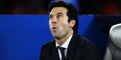 ABU DHABI, UNITED ARAB EMIRATES - DECEMBER 22: Santiago Solari, Manager of Real Madrid looks on prior to the FIFA Club World Cup UAE 2018 Final between Al Ain and Real Madrid at the Zayed Sports City Stadium on December 22, 2018 in Abu Dhabi, United Arab Emirates. (Photo by Francois Nel/Getty Images)