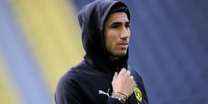 DORTMUND, GERMANY - OCTOBER 27: Achraf Hakimi of Dortmund looks on during the Bundesliga match between Borussia Dortmund and Hertha BSC at Signal Iduna Park on October 27, 2018 in Dortmund, Germany. The match between Dortmund and Berlin ended 2-2. (Photo by Christof Koepsel/Bongarts/Getty Images)