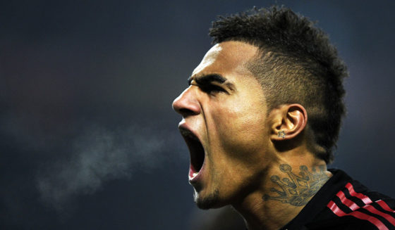 AC Milan's Ghanaian defender Prince Kevin Boateng celebrates after scoring during the serie A match AC Milan against Brescia, on December 4, 2010 in San Siro stadium in Milan . AFP PHOTO / OLIVIER MORIN (Photo credit should read OLIVIER MORIN/AFP/Getty Images)