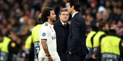 MADRID, SPAIN - DECEMBER 12: Marcelo of Real Madrid leaves the pitch during the UEFA Champions League Group G match between Real Madrid and CSKA Moscow at Bernabeu on December 12, 2018 in Madrid, Spain. (Photo by Denis Doyle/Getty Images)