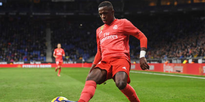 BARCELONA, SPAIN - JANUARY 27: Vinicius Junior of Real Madrid in action during the La Liga match between RCD Espanyol and Real Madrid CF at RCDE Stadium on January 27, 2019 in Barcelona, Spain. (Photo by Alex Caparros/Getty Images)