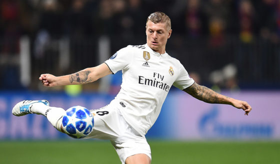 MOSCOW, RUSSIA - OCTOBER 02: Toni Kroos of PFC CSKA Moscow in action during the Group G match of the UEFA Champions League between CSKA Moscow and Real Madrid at the Luzhniki Stadium on October 02, 2018 in Moscow, Russia. (Photo by Epsilon/Getty Images)