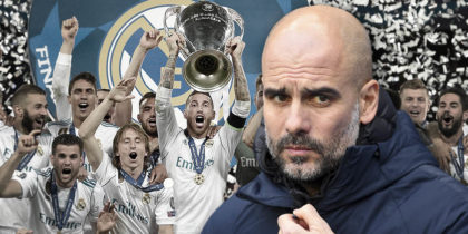 TOPSHOT - Real Madrid's Spanish defender Sergio Ramos (C) holds the trophy after winning the UEFA Champions League final football match between Liverpool and Real Madrid at the Olympic Stadium in Kiev, Ukraine on May 26, 2018. - Real Madrid defeated Liverpool 3-1. (Photo by LLUIS GENE / AFP) (Photo credit should read LLUIS GENE/AFP/Getty Images)