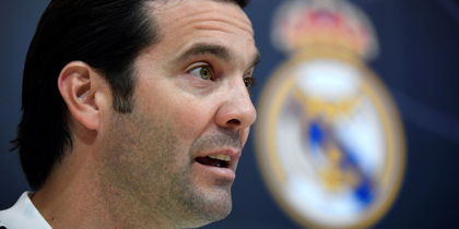 Real Madrid's Argentinian coach Santiago Solari holds a press conference at the club's training ground in the outskirts of Madrid on February 5, 2019 on the eve of the Copa del Rey semi-final football match between Barcelona and Real Madrid. (Photo by GABRIEL BOUYS / AFP) (Photo credit should read GABRIEL BOUYS/AFP/Getty Images)