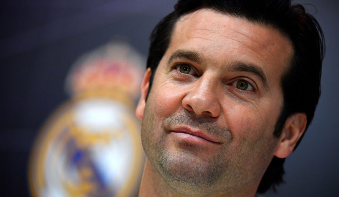 Real Madrid's Argentinian coach Santiago Solari holds a press conference at the club's training ground in the outskirts of Madrid on February 5, 2019 on the eve of the Copa del Rey semi-final football match between Barcelona and Real Madrid. (Photo by GABRIEL BOUYS / AFP) (Photo credit should read GABRIEL BOUYS/AFP/Getty Images)