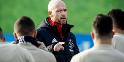 Ajax Amsterdam's Dutch coach Erik Ten Hag gestures during a training session at their training complex De Toekomst in Ouder-Amstel, next to Amsterdam on February 12, 2019 on the eve of their UEFA Champions League round of 16 first leg football match against Real Madrid. (Photo by Robin van Lonkhuijsen / ANP / AFP) / Netherlands OUT (Photo credit should read ROBIN VAN LONKHUIJSEN/AFP/Getty Images)