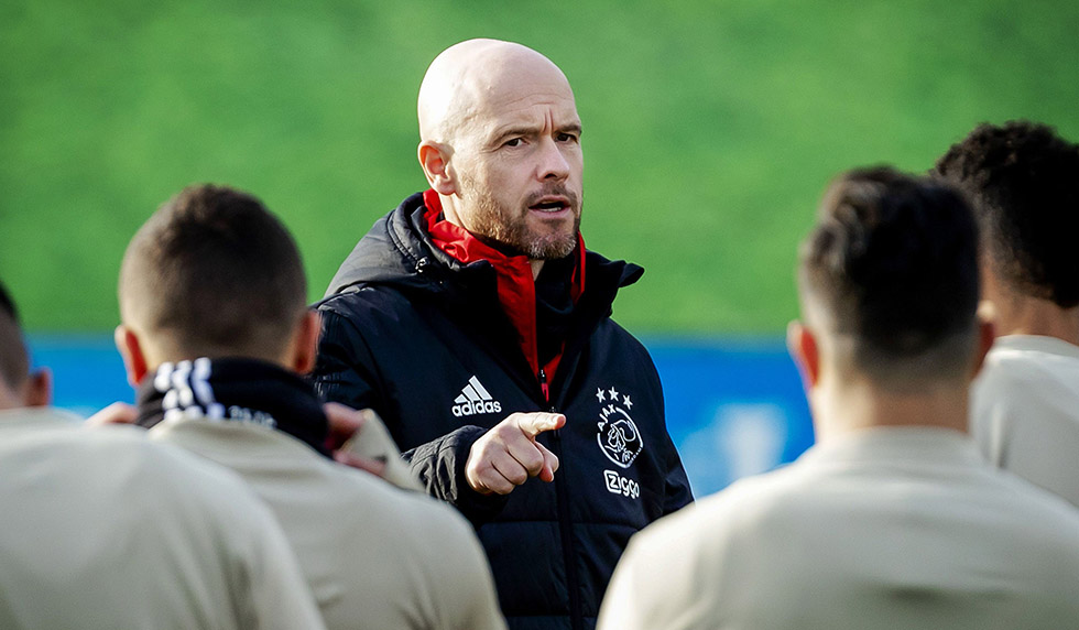 Ajax Amsterdam's Dutch coach Erik Ten Hag gestures during a training session at their training complex De Toekomst in Ouder-Amstel, next to Amsterdam on February 12, 2019 on the eve of their UEFA Champions League round of 16 first leg football match against Real Madrid. (Photo by Robin van Lonkhuijsen / ANP / AFP) / Netherlands OUT (Photo credit should read ROBIN VAN LONKHUIJSEN/AFP/Getty Images)