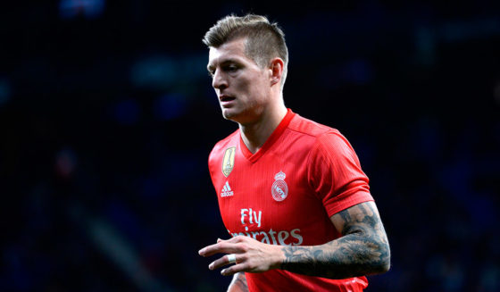 Real Madrid's German midfielder Toni Kroos runs during the Spanish league football match between RCD Espanyol and Real Madrid CF at the RCDE Stadium in Cornella de Llobregat on January 27, 2019. (Photo by Josep LAGO / AFP) (Photo credit should read JOSEP LAGO/AFP/Getty Images)