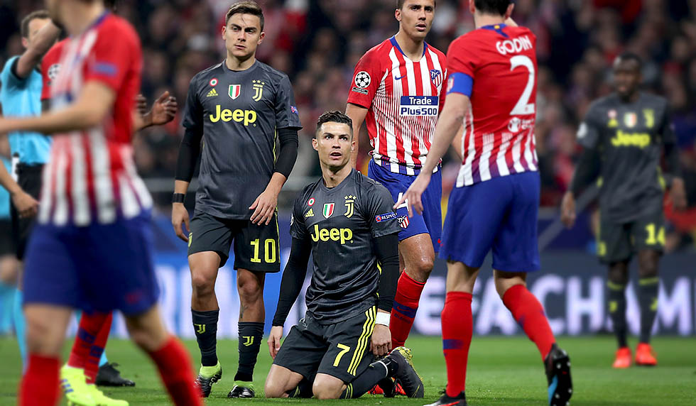 MADRID, SPAIN - FEBRUARY 20: Cristiano Ronaldo of Juventus reacts during the UEFA Champions League Round of 16 First Leg match between Club Atletico de Madrid and Juventus at Estadio Wanda Metropolitano on February 20, 2019 in Madrid, Spain. (Photo by Angel Martinez/Getty Images)