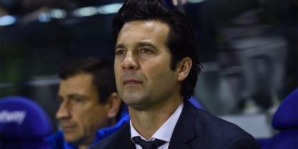VALENCIA, SPAIN - FEBRUARY 24: Head coach Santiago Solari of Real Madrid CF looks on during the La Liga match between Levante UD and Real Madrid CF at Ciutat de Valencia on February 24, 2019 in Valencia, Spain. (Photo by Alex Caparros/Getty Images)