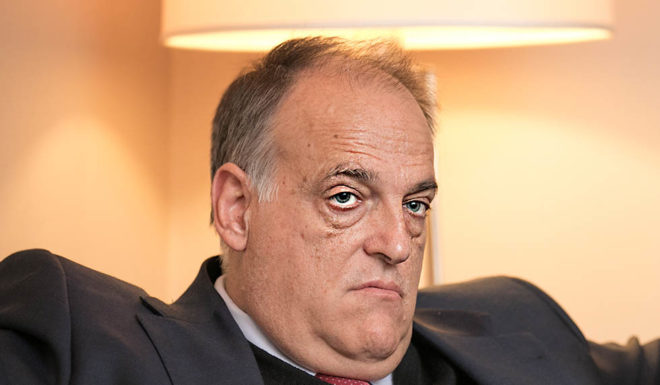 BRUSSELS, BELGIUM - NOVEMBER 28: La Liga President Javier Tebas attends LaLiga offices inauguration at the Spanish embassy on November 28, 2017 in Brussels, Belgium. (Photo by Olivier Matthys/Getty Images)