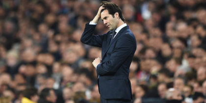 MADRID, SPAIN - MARCH 05: Santiago Solari, Manager of Real Madrid reacts during the UEFA Champions League Round of 16 Second Leg match between Real Madrid and Ajax at Bernabeu on March 05, 2019 in Madrid, Spain. (Photo by Denis Doyle/Getty Images)