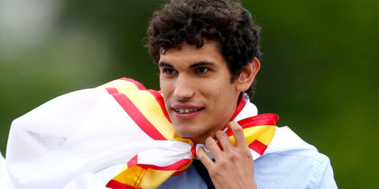 Real Madrid's Spanish defender Nacho Fernandez (L) and Real Madrid's Spanish defender Jesus Vallejo celebrate at Cibeles square in Madrid on May 27, 2018 after Real Madrid won their third Champions League title in a row in Kiev. (Photo by BENJAMIN CREMEL / AFP) (Photo credit should read BENJAMIN CREMEL/AFP/Getty Images)